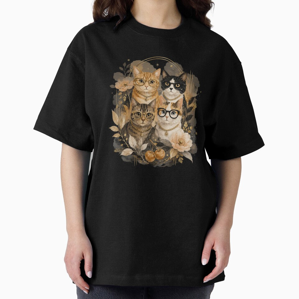 Chic Cats with Glasses and Flowers by MyraGordon