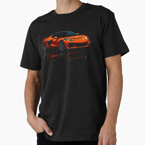 2025 Corvette ZR1X – Orange C8 Supercar Illustration | Modern American Supercar Wall Art by Stinky Lincy's Apparel Company