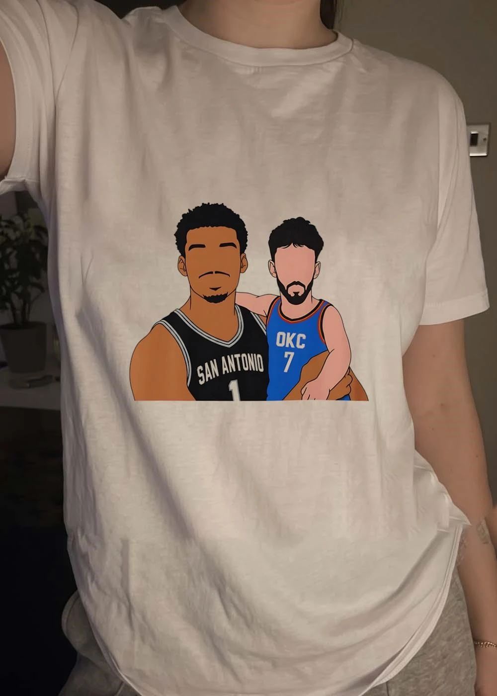San Antonio 1 Victor Wembanyama OKC 7 Chet Holmgren Basketball shirt