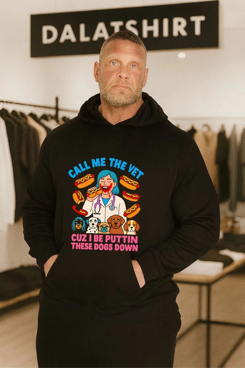 Call Me The Vet Cuz I Be Puttin These Dogs Down Hotdog Eating shirt