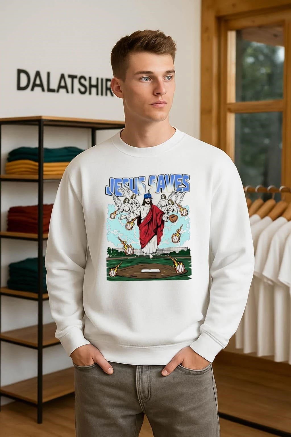 Jesus Saves Baseball Pitcher Angels Flaming Balls On Field shirt