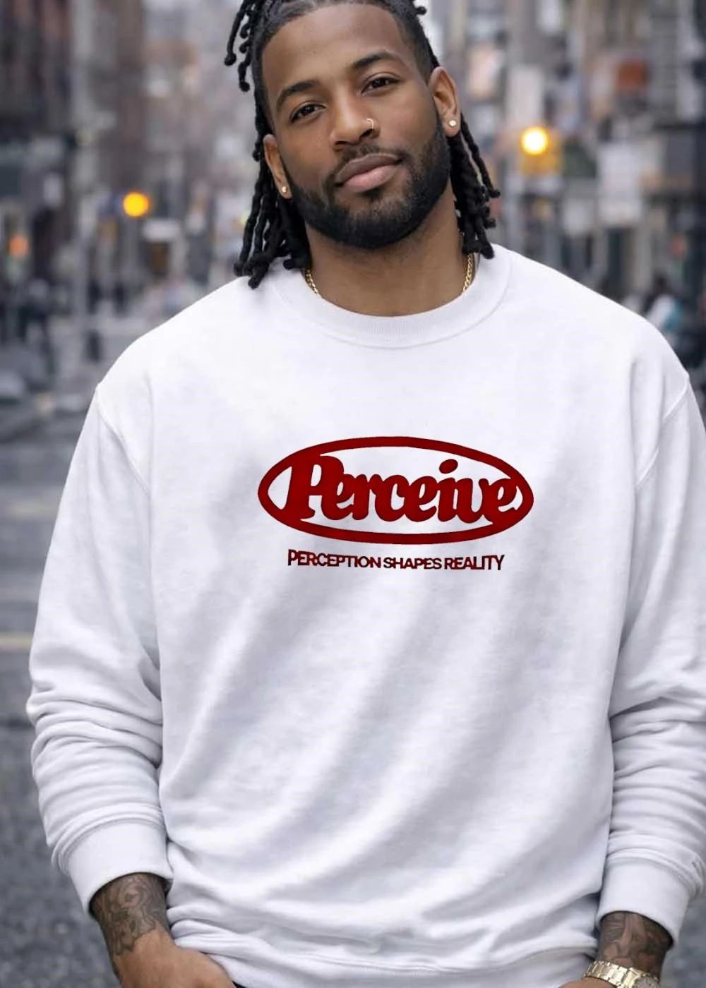 Perceive Red Oval Logo Perception Shapes Reality Slogan Shirt