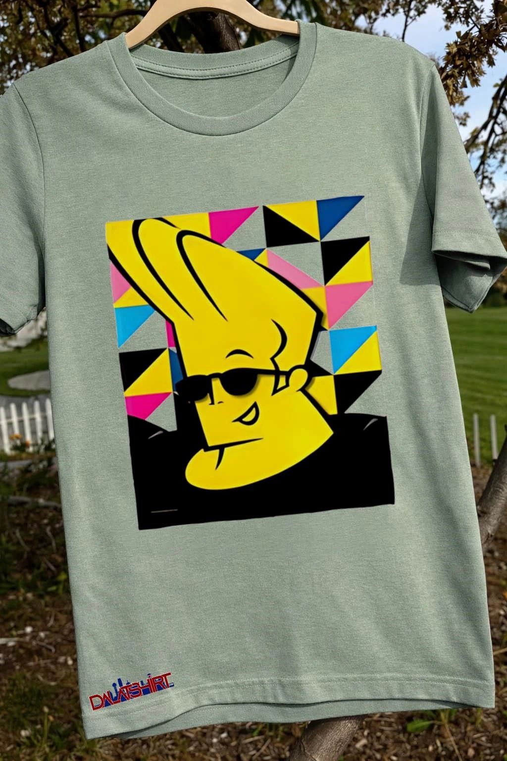 Johnny Bravo Cartoon Character Yellow Pompadour Sunglasses shirt