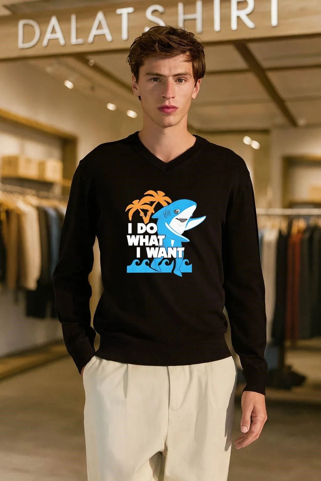 I Do What I Want Shark Palm Tree Sea shirt