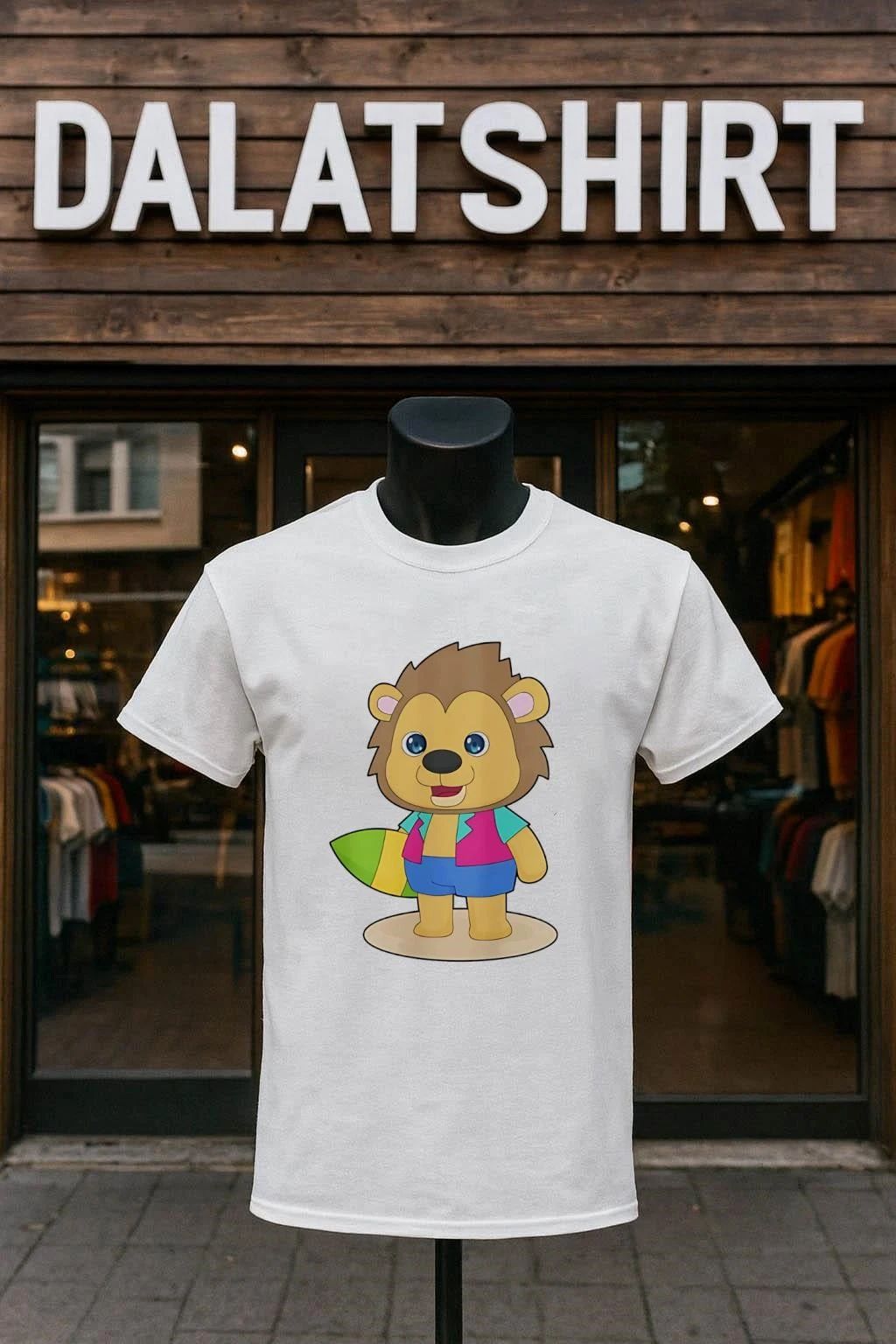 Lion Surfing Surfboard Summer cute shirt