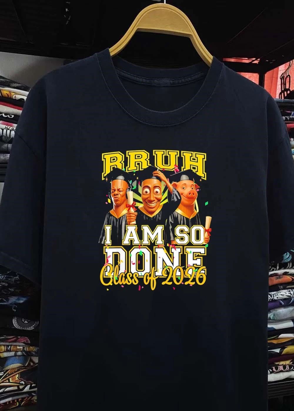 Bruh I Am So Done Class of 2026 Funny Cartoon Graduates T-Shirt