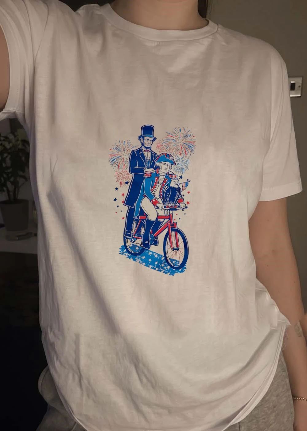 Abraham Lincoln George Washington Eagle Riding Bicycle shirt