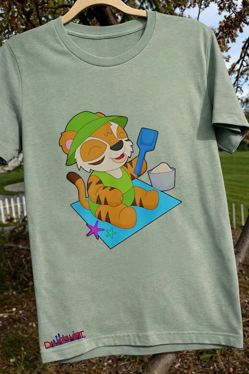 Tiger Beach Sand Summer cute shirt