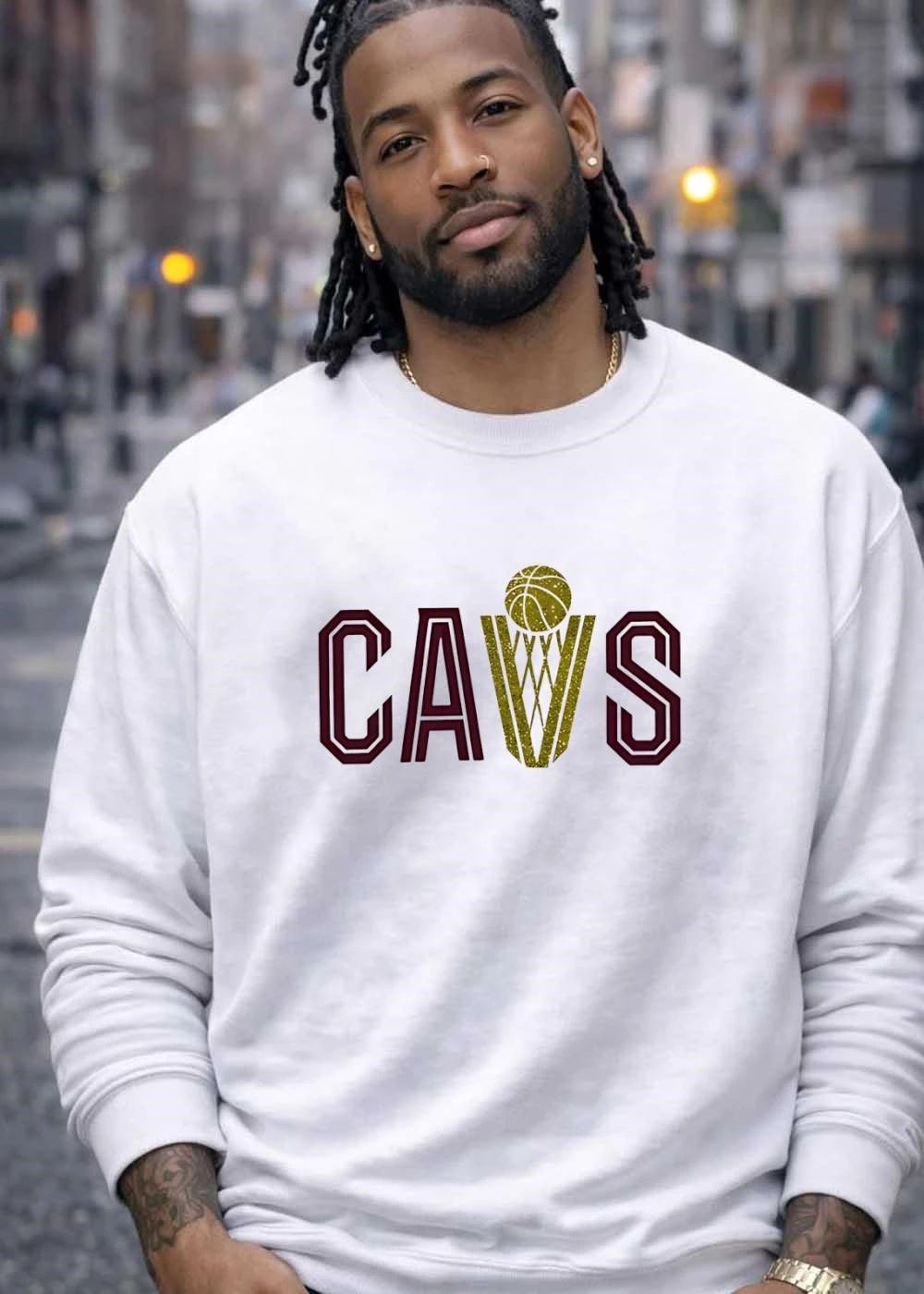 CAVS Basketball Gold Glitter Trophy Net shirt