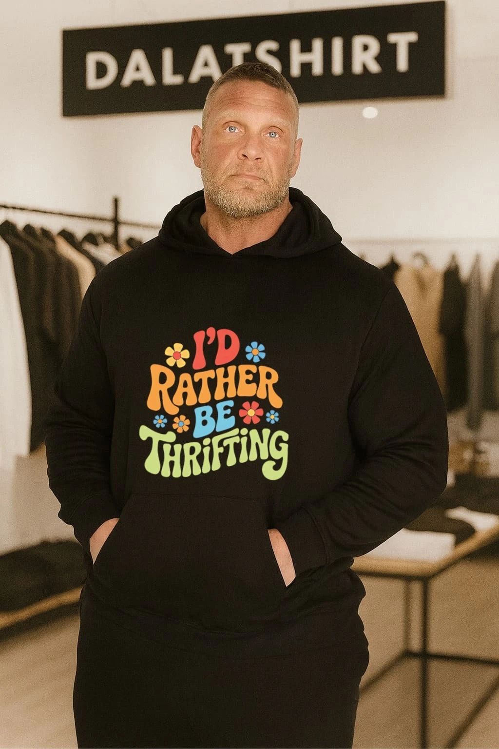 I’d Rather Be Thrifting Retro Flower shirt
