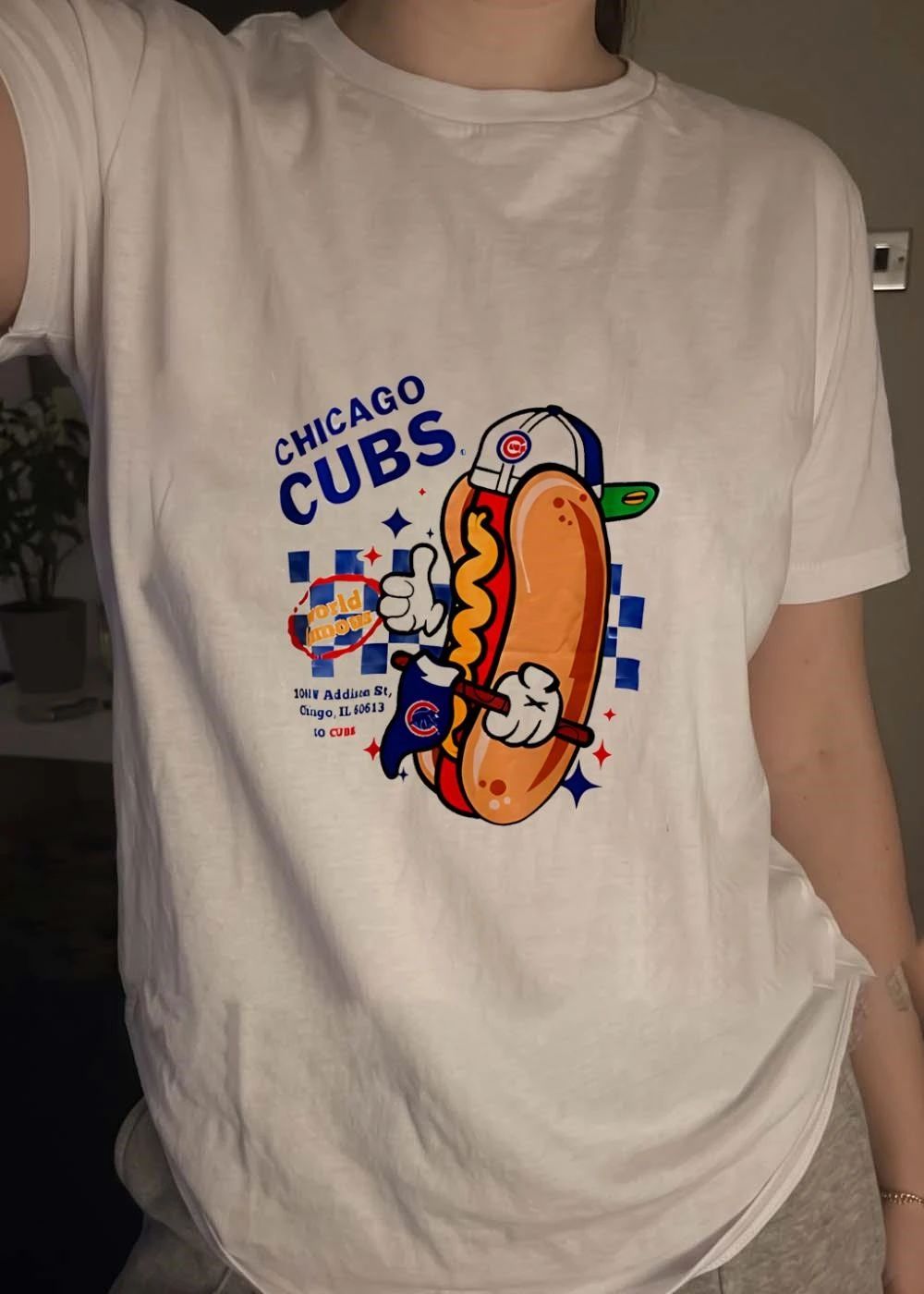 Chicago Cubs World Famous 1060 Addison St Hot Dog shirt