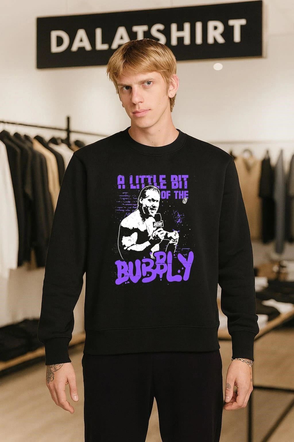 AEW Chris Jericho a little bit of the bubbly shirt