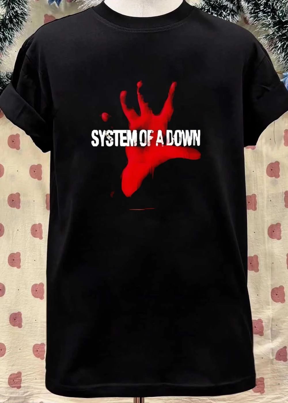 System Of A Down Red Hand Logo Rock Band shirt
