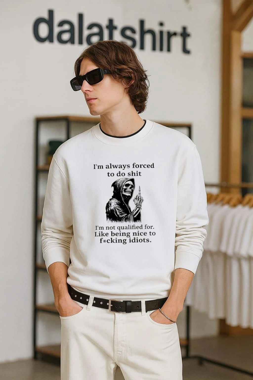 Skeleton Grim Reaper Forced To Be Nice To Idiots shirt