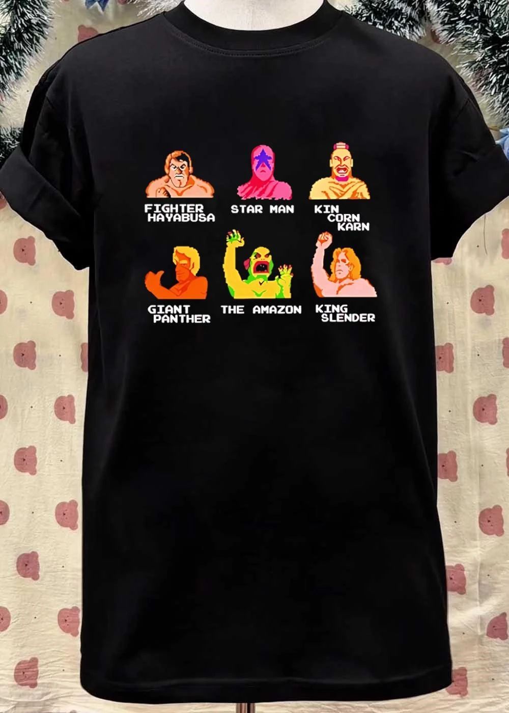 Pro Wrestling NES Game Character Roster 8-Bit Pixel Art T-Shirt