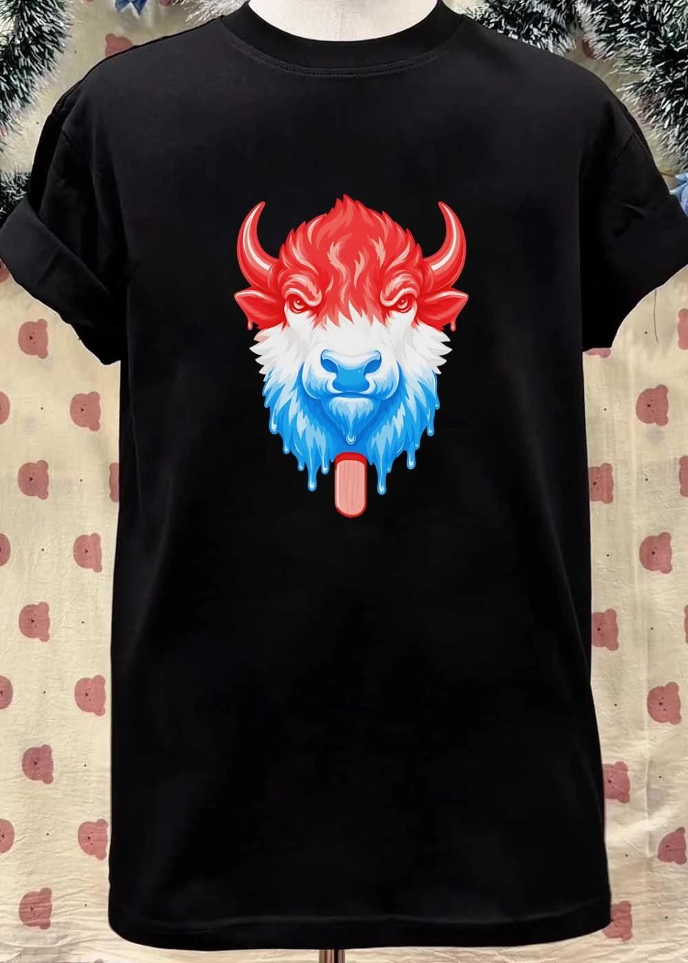 Red White Blue Melting Buffalo Popsicle T-Shirt