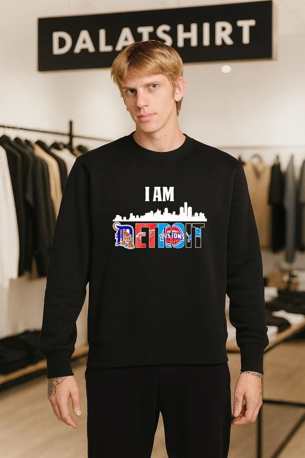 I Am Detroit City Skyline Tigers Red Wings Pistons Lions shirt
