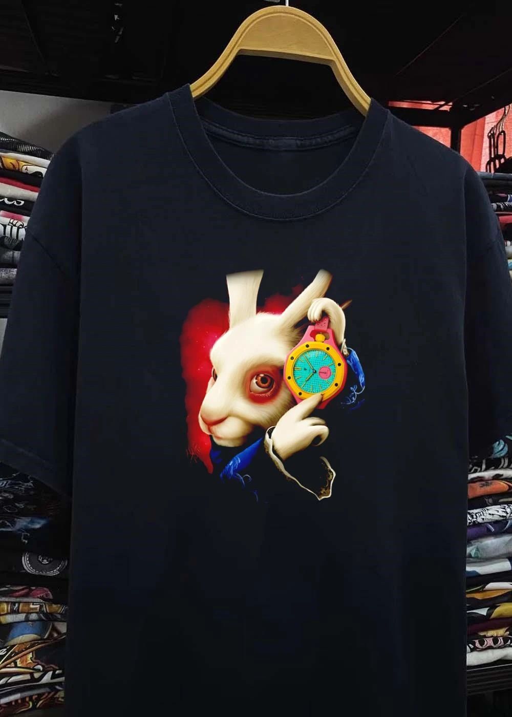 Alice In Wonderland White Rabbit With Colorful Pocket Watch T-Shirt