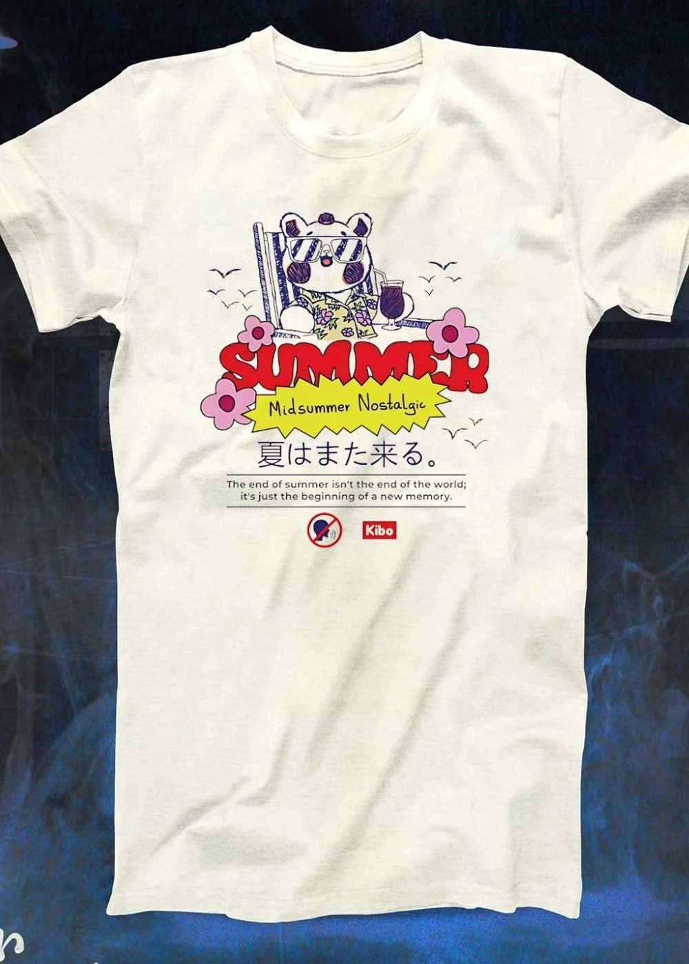 Kibo Chill Bear Midsummer Nostalgic Summer 2026 Vacation Graphic Shirt