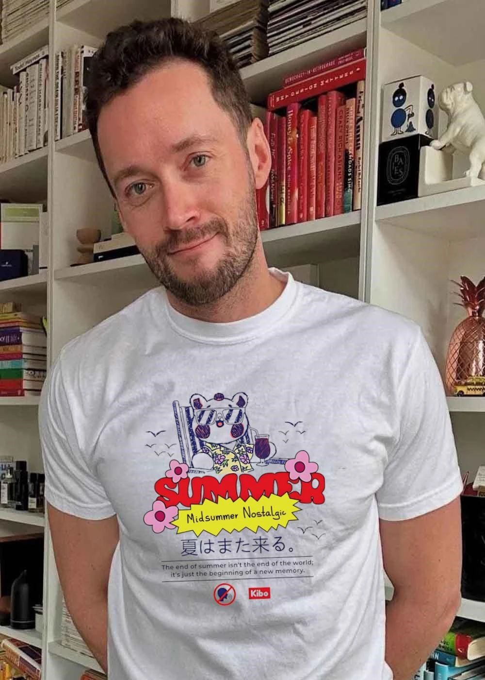 Kibo Chill Bear Midsummer Nostalgic Summer 2026 Vacation Graphic Shirt