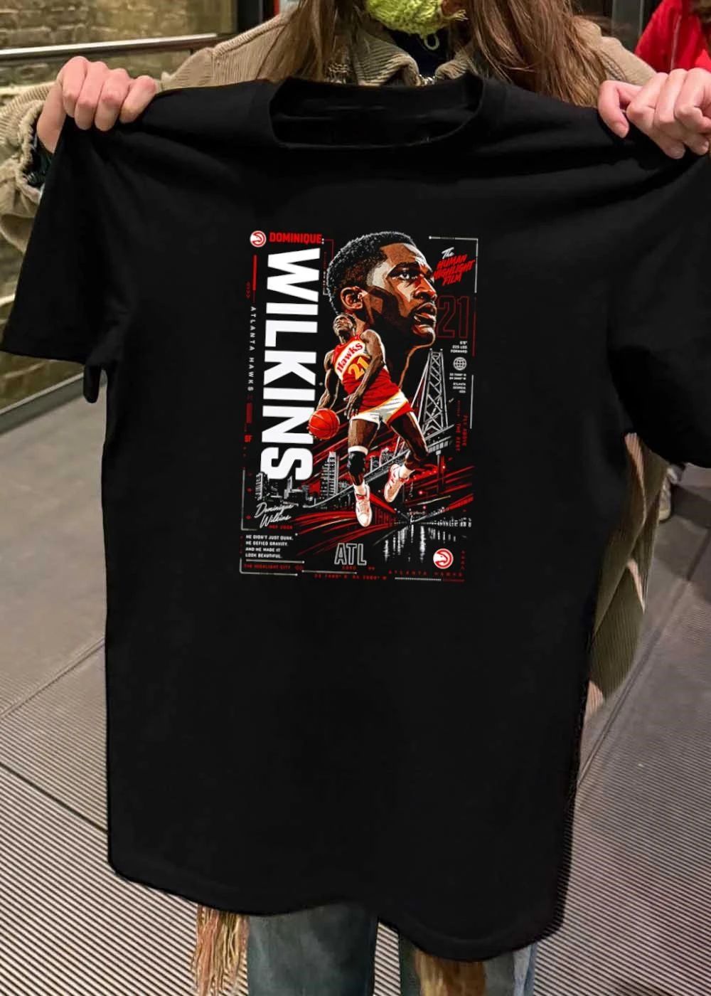 Dominique Wilkins The Human Highlight Film Atlanta Hawks 21 Basketball Poster shirt
