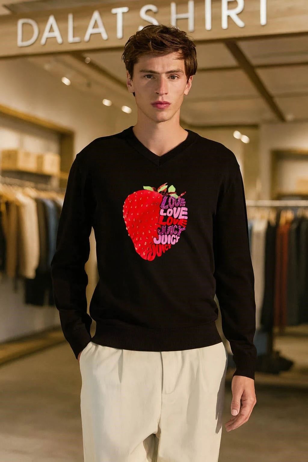 Love Love Love Juicy Juicy Juicy Strawberry Graphic shirt