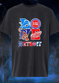 Love Detroit Lions Pistons Tigers Red Wings Sports T-Shirt