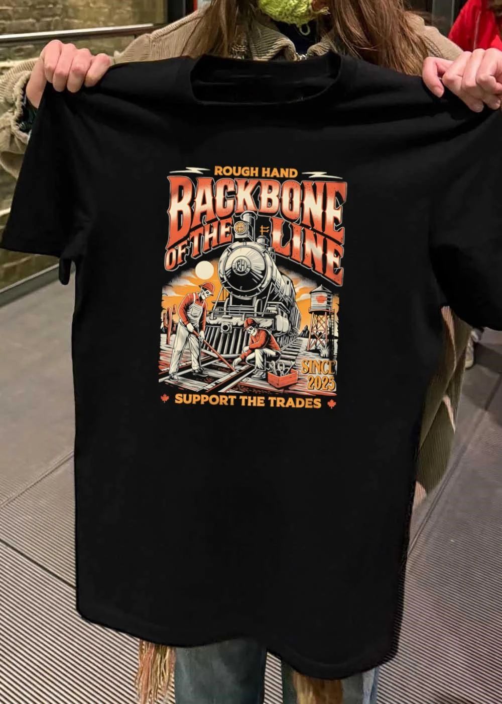 Rough Hand Backbone Of The Line Skeleton Railway Trades T-Shirt