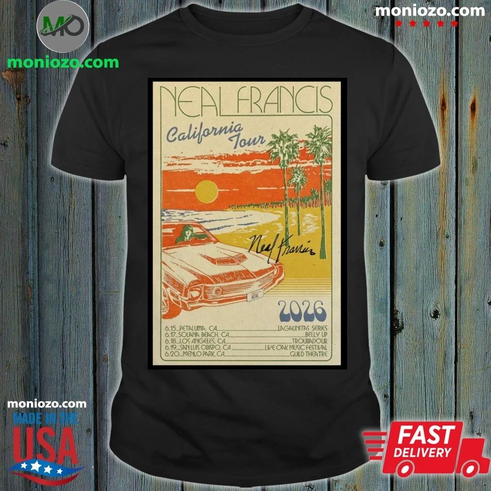 Original Neal Francis California Tour 2026 Signed Poster Shirt