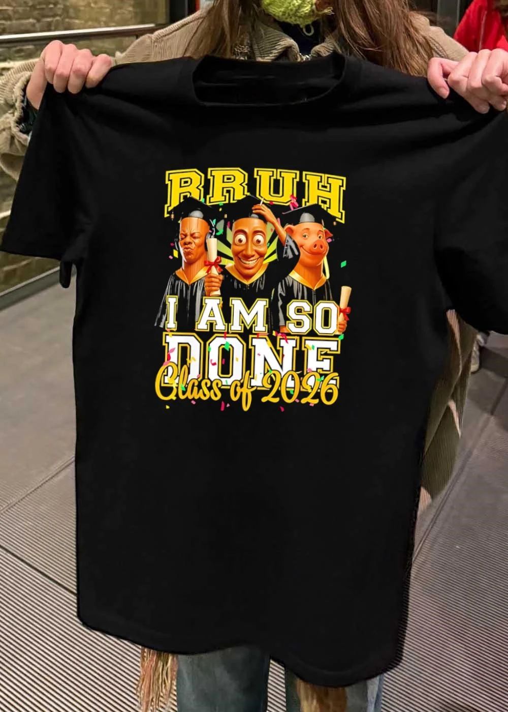 Bruh I Am So Done Class of 2026 Funny Cartoon Graduates T-Shirt