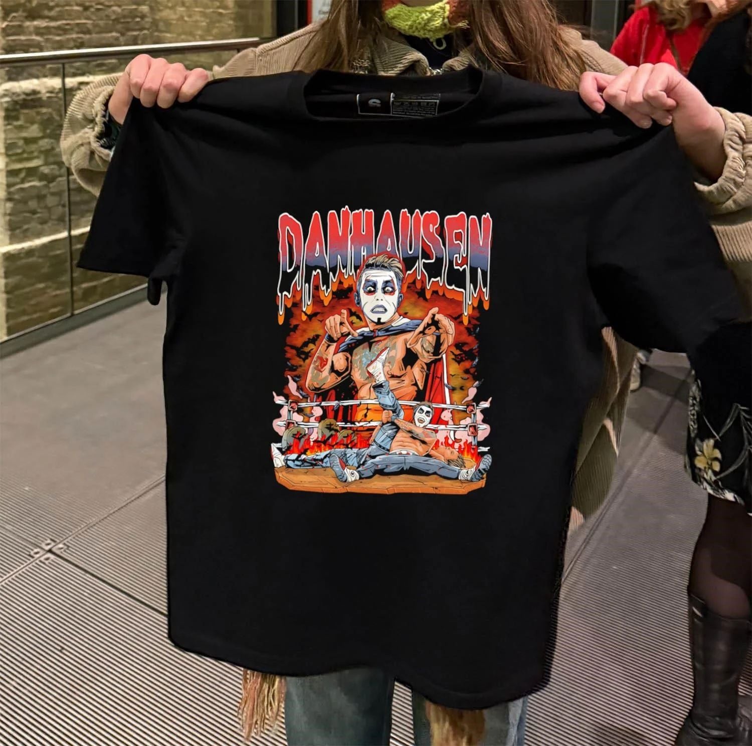Danhausen Very Nice Very Evil Professional Wrestling Ring Bats Fire shirt