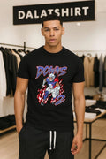 Downs 2 American Football Player Running Through Red Blue Flames shirt