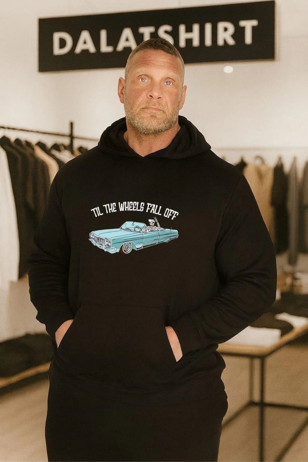 Til The Wheels Fall Off Skeleton Driving Lowrider Classic Car shirt