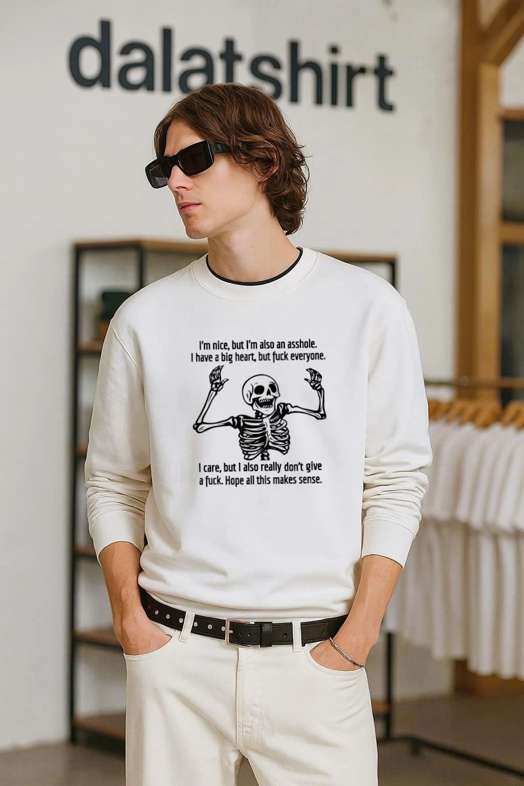 Skeleton Nice Asshole Big Heart Care Don’t Give Fuck shirt