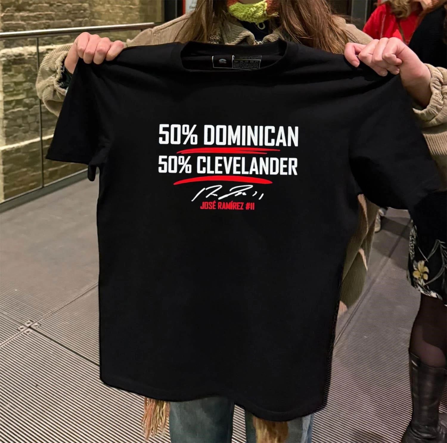 50% Dominican 50% Clevelander José Ramírez Cleveland Guardians shirt