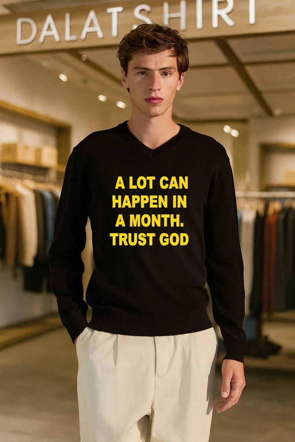 A lot can happen in a month trust god shirt