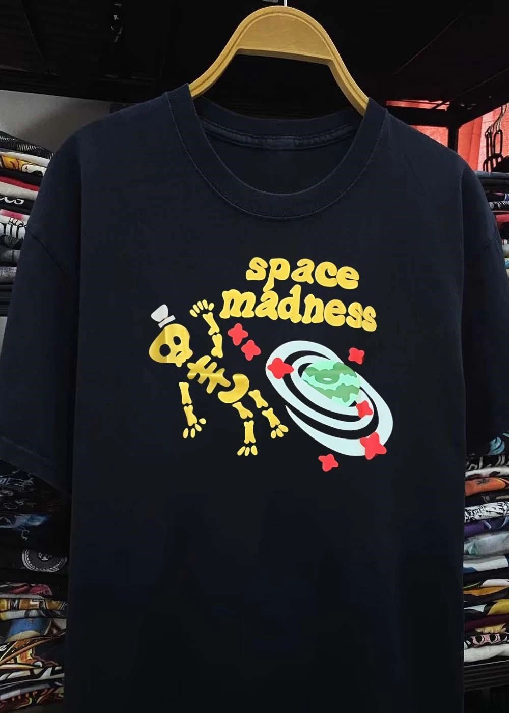 Space Madness Golden Skeleton Top Hat Planet T-Shirt