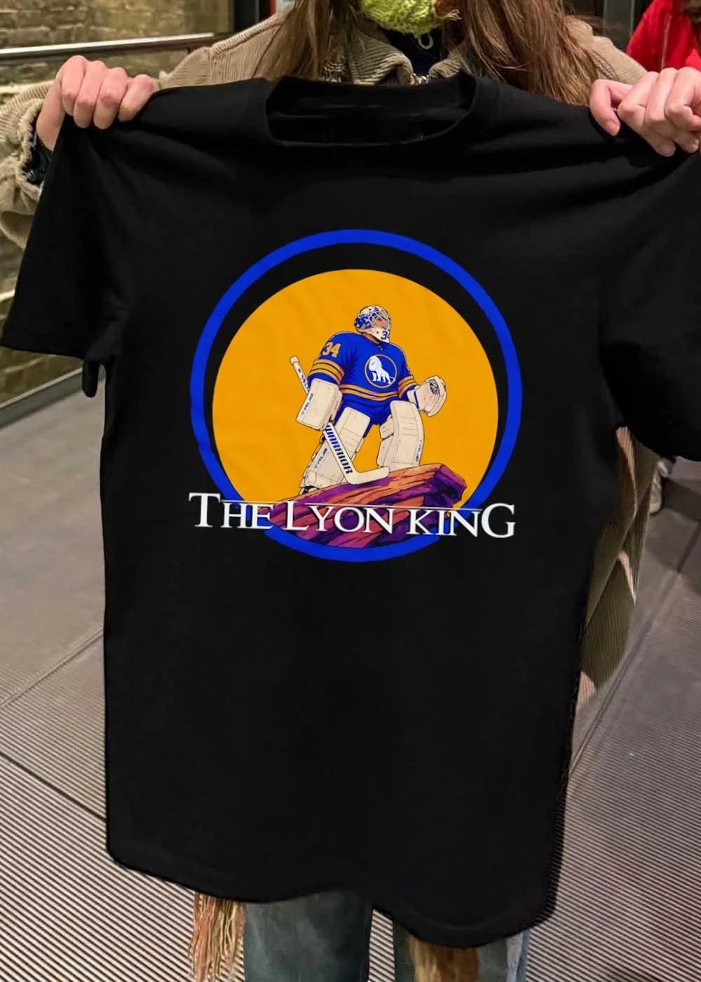 The Lyon King Buffalo Sabres Hockey Goalie 34 Lion Logo T-Shirt
