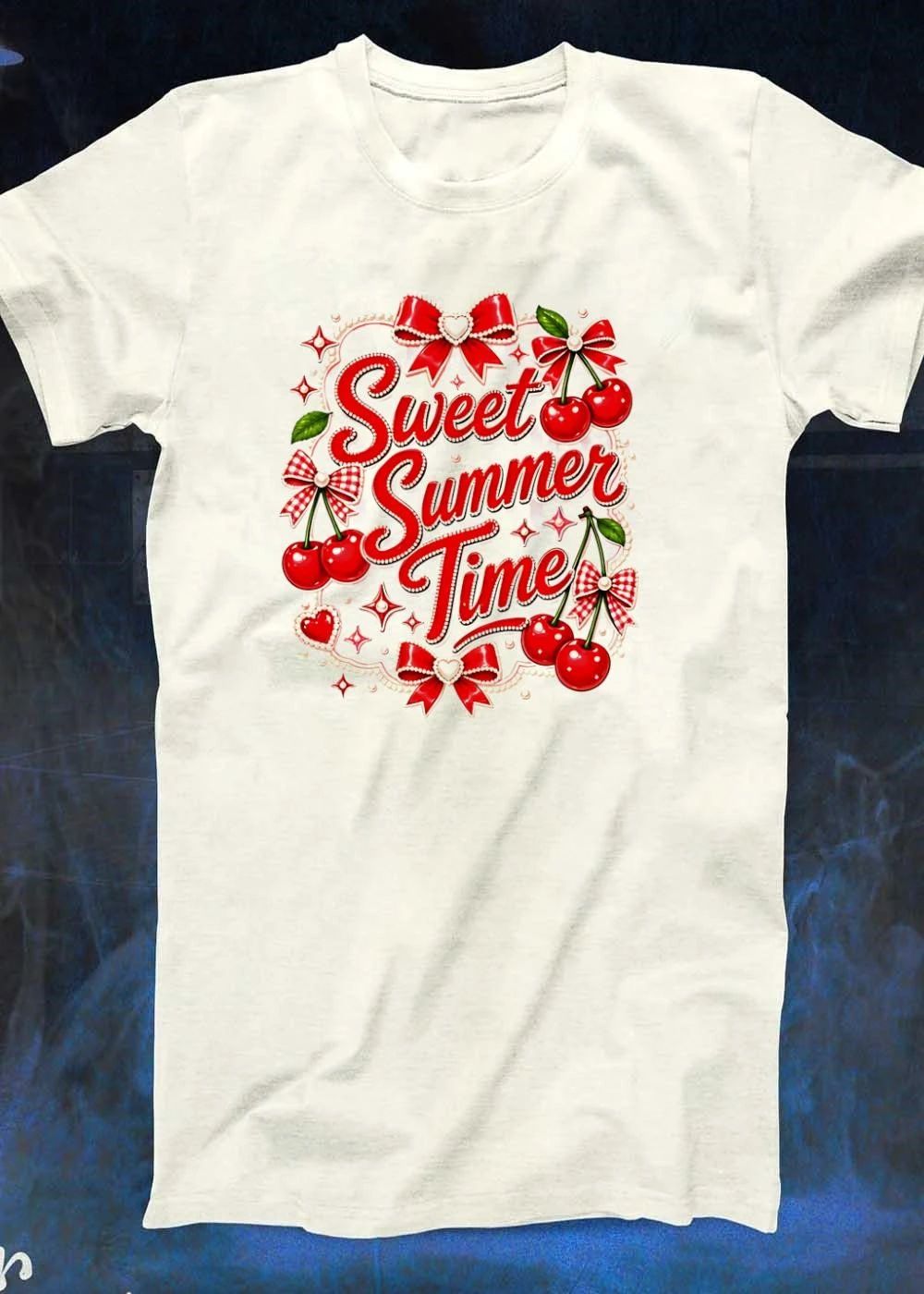 Sweet Summer Time Pearl Ribbon Cherry shirt