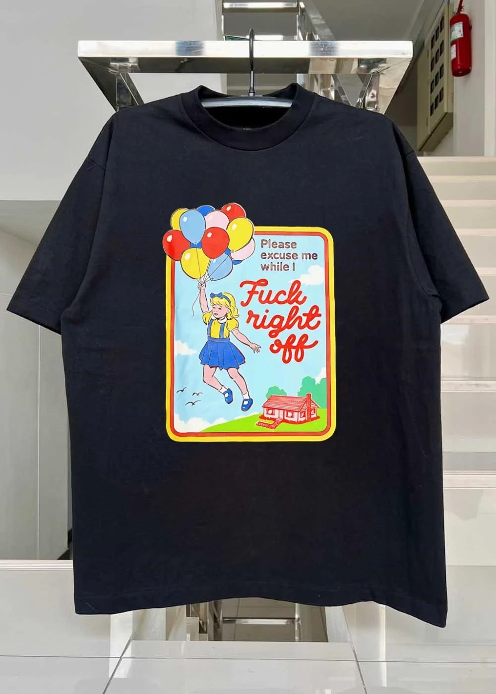 Vintage Please Excuse Me While I Fuck Right Off Girl Balloons Sarcastic Funny Attitude 2026 Edition Shirt