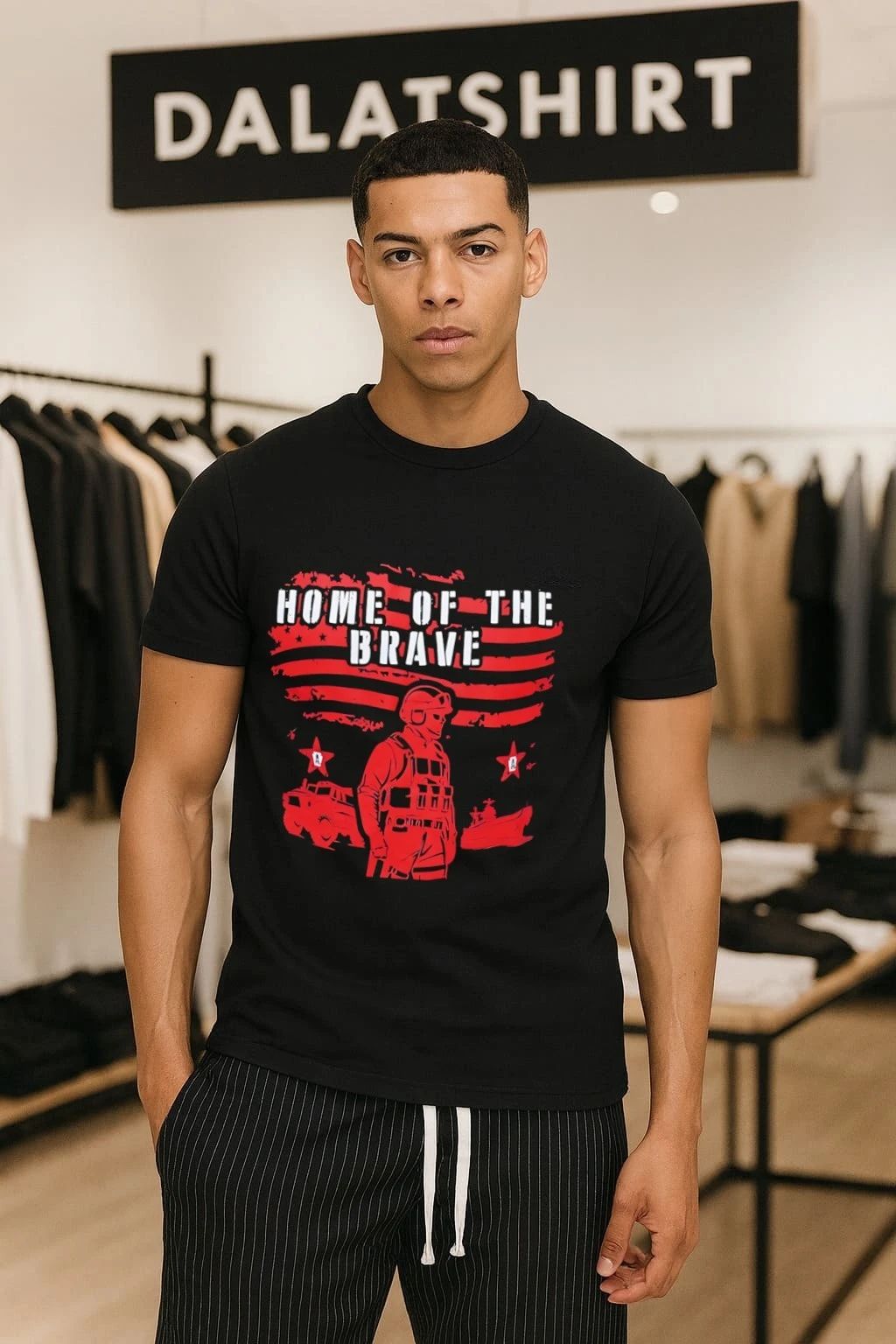 Home Of The Brave Soldier Military US Flag shirt