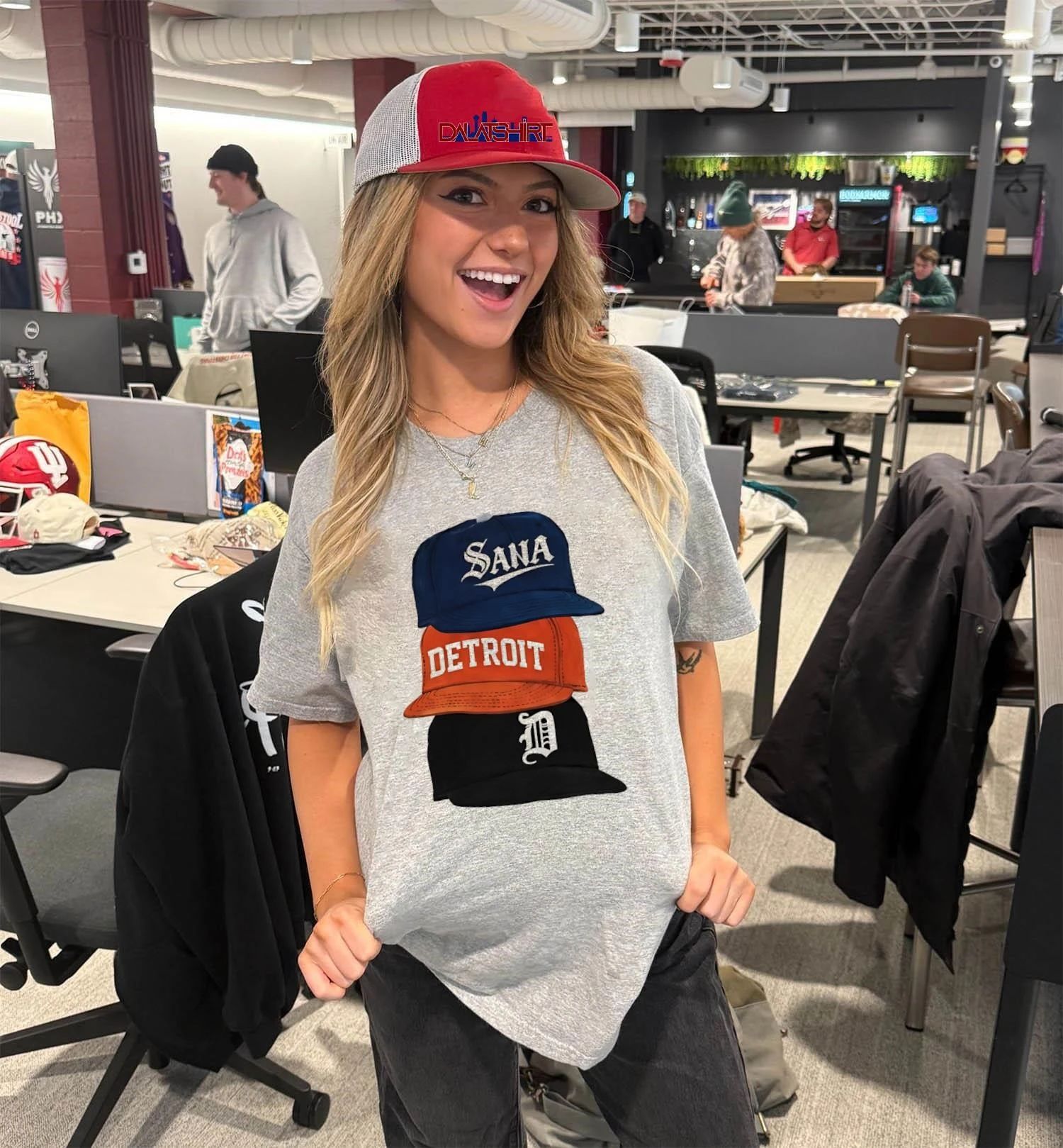 Sana Detroit D Old English Font Stacked Baseball Hats shirt