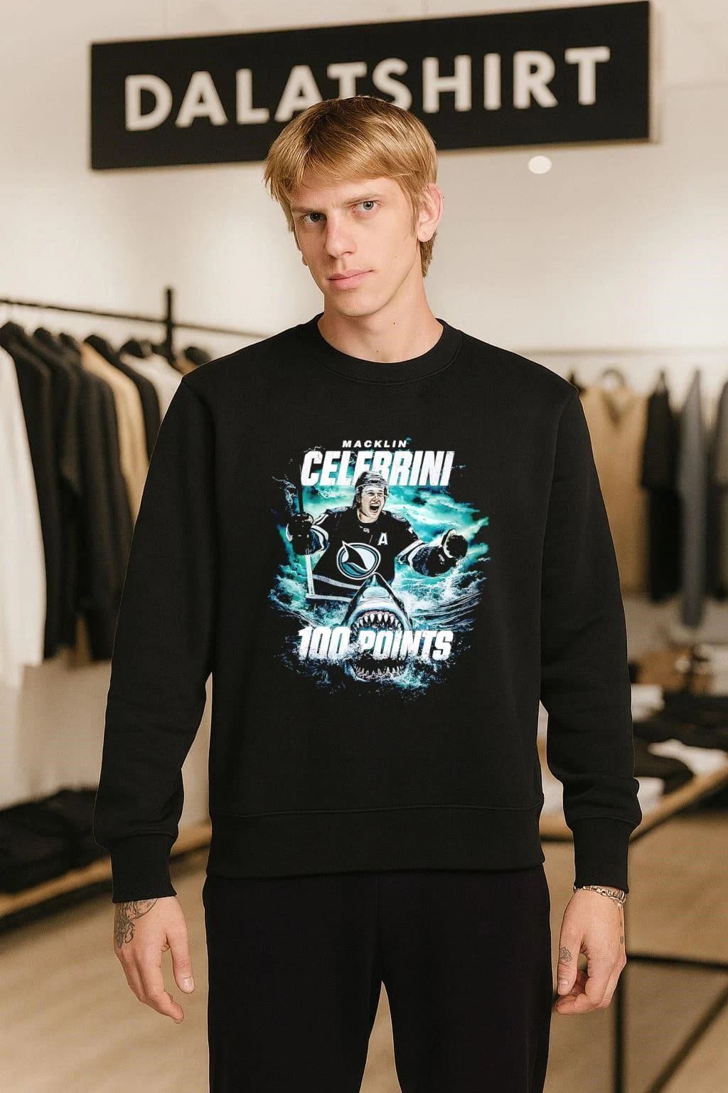 San Jose Sharks Macklin Celebrini #71 100 Point shirt