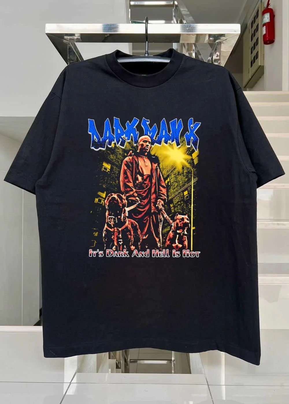 DMX Dark Man X It’s Dark And Hell Is Hot Album Art With Pitbull Dogs T-Shirt