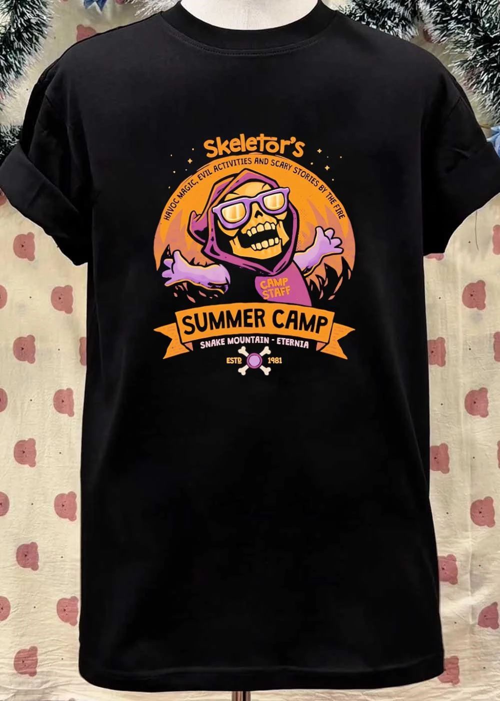 Skeletor’s Summer Camp Havoc Magic Evil Activities And Scary Stories By The Fire Camp Staff Snake Mountain Eternia Estd 1981 T-Shirt