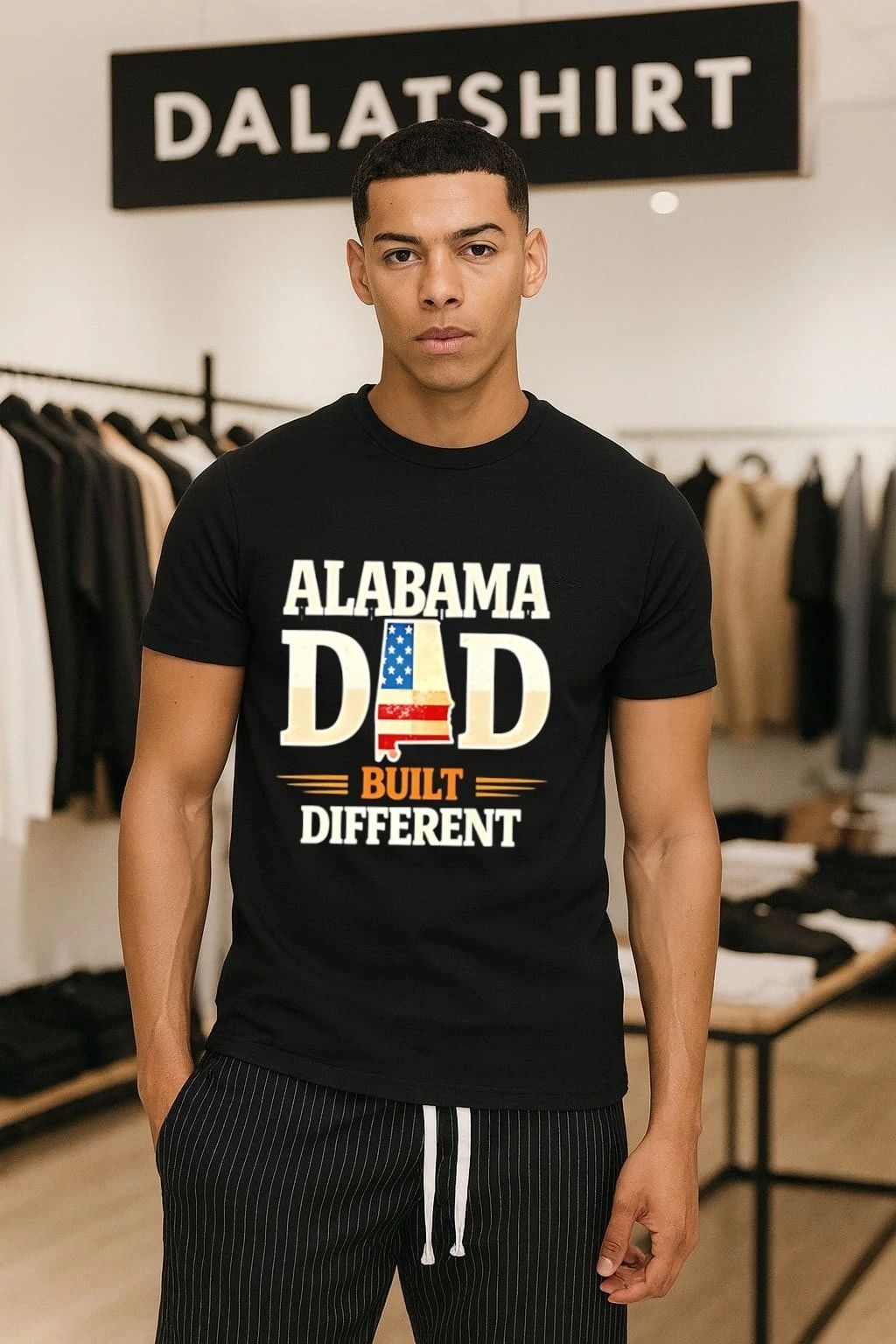 Alabama Dad Built Different Flag US Shape shirt