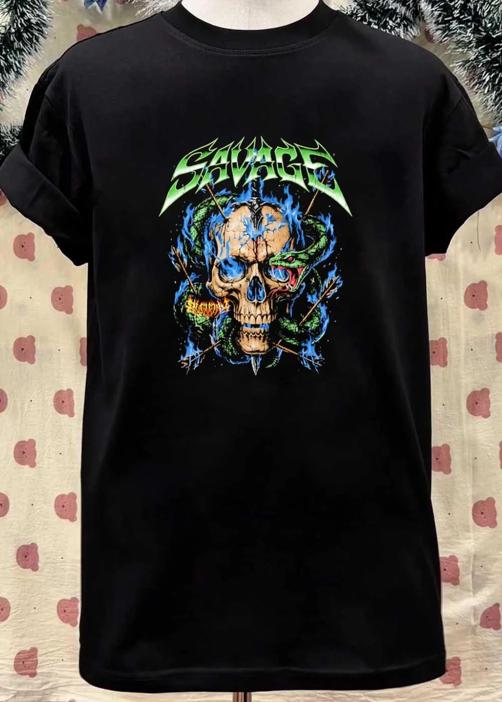Savage Skull Snake Blue Flames Arrows T-Shirt