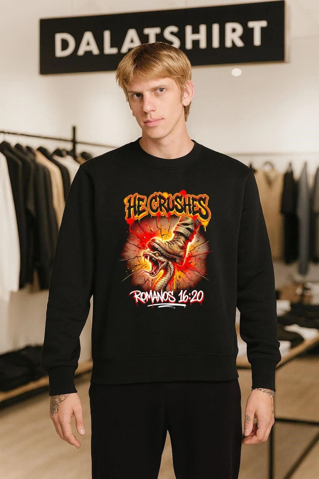 He Crushes Romanos 16.20 Boot Stepping On Snake shirt
