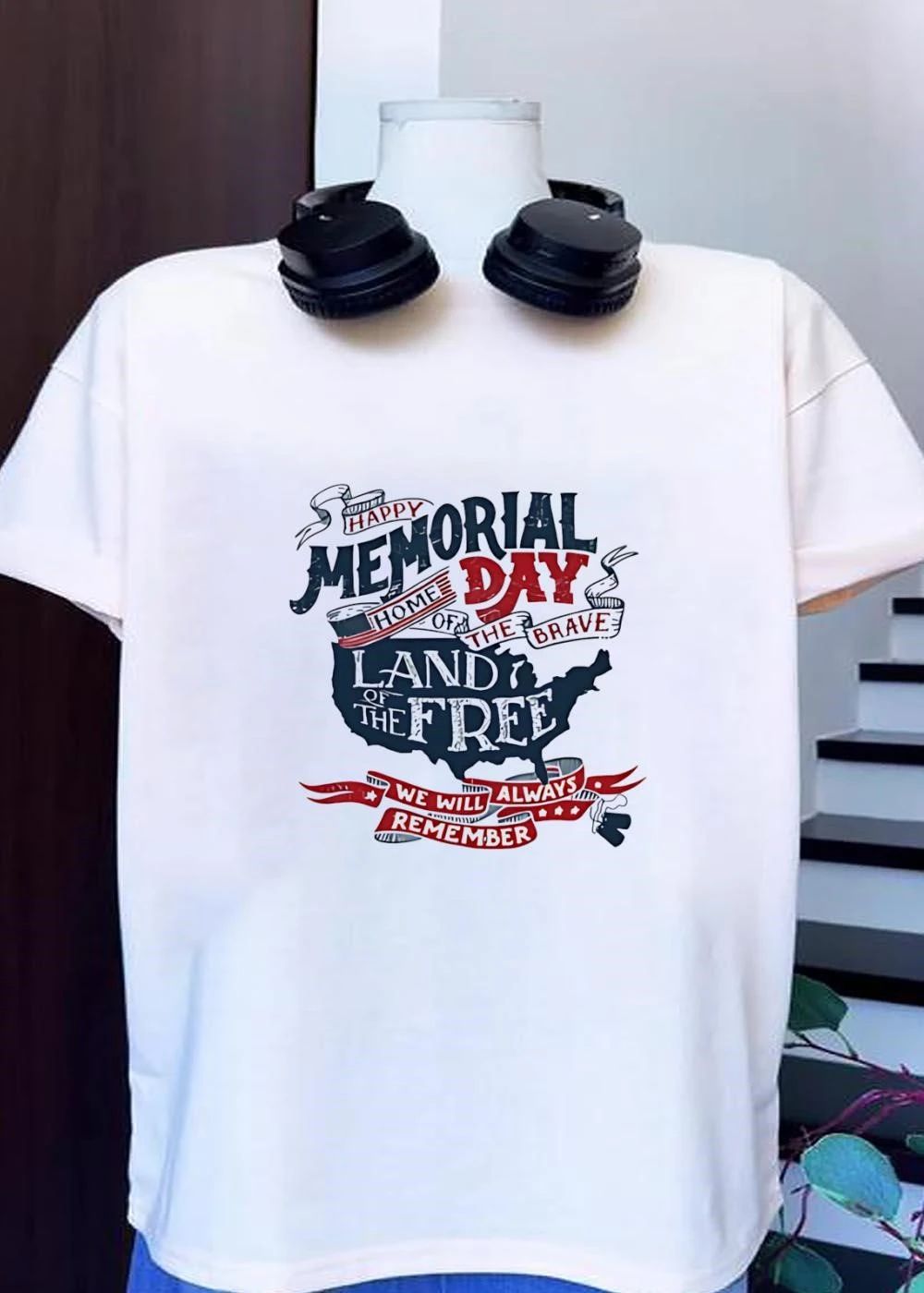 Happy Memorial Day USA Map Home Of The Brave Land Of The Free We Will Always Remember T-Shirt