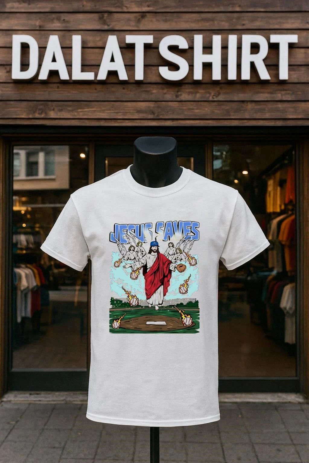 Jesus Saves Baseball Pitcher Angels Flaming Balls On Field shirt